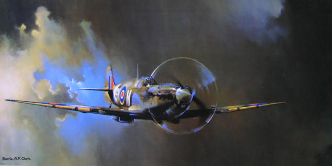 949-689-2047 Indigo Fine Art artist Barrie Clark Spitfire